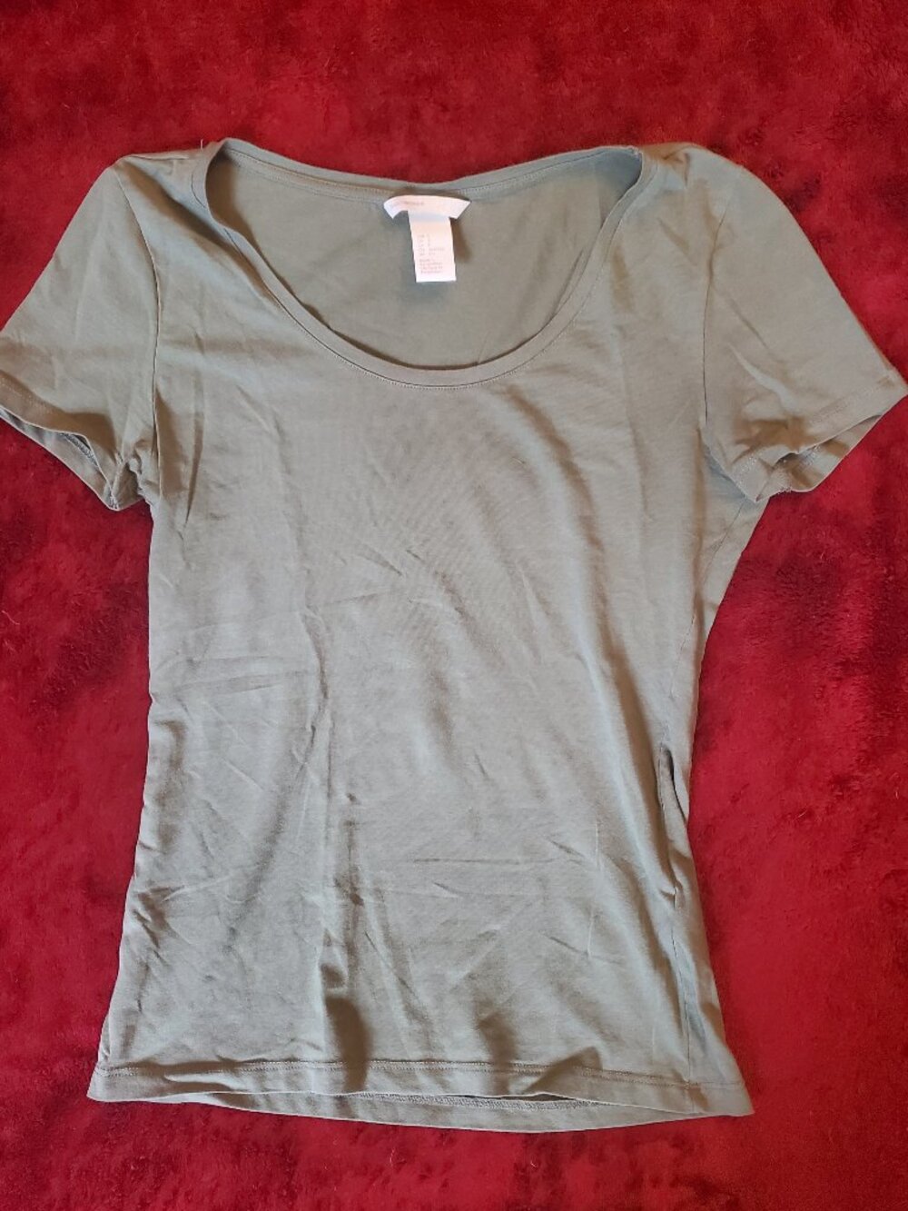 H&M Women's Olive Green Short Sleeve Scoop Neck T-Shirt Women's Small EUC